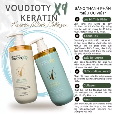 Dầu Gội Xả Voudioty Keratin 500ml – Khôi phục tóc hư nặng, giảm giá 200.000 VND