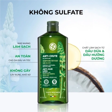 Dầu gội Yves Rocher Anti-Hair Loss 300ml - Giảm tóc gãy rụng, White Lupin tăng cường, giá ưu đãi 342.000₫ 4 Dầu gội Yves Rocher Anti-Hair Loss 300ml - Giảm tóc gãy rụng, White Lupin tăng cường, giá ưu đãi 342.000₫ 4