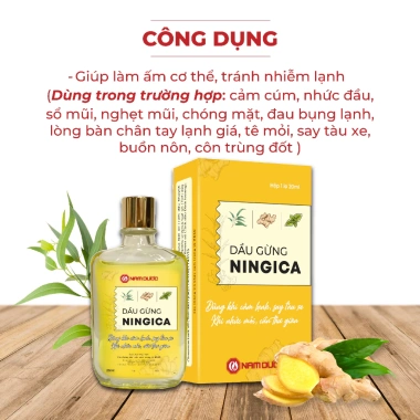 Dầu gừng Nam Dược Ningica 99k - Giảm đau bụng, làm ấm, cảm lạnh, nghẹt mũi, muỗi đốt