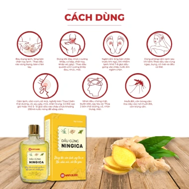 Dầu gừng Nam Dược Ningica 99k - Giảm đau bụng, làm ấm, cảm lạnh, nghẹt mũi, muỗi đốt