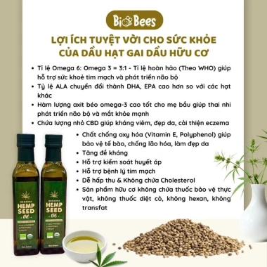 Dầu Hạt Gai Hữu Cơ BioBees 250ml - Dầu ăn dặm cho bé, giá ưu đãi 269.000₫