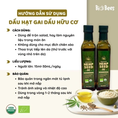 Dầu Hạt Gai Hữu Cơ BioBees 250ml - Dầu ăn dặm cho bé, giá ưu đãi 269.000₫ 5 Dầu Hạt Gai Hữu Cơ BioBees 250ml - Dầu ăn dặm cho bé, giá ưu đãi 269.000₫ 5