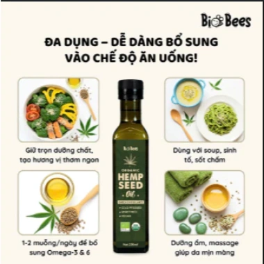 Dầu hạt gai & hửu cơ Biobees 250ml Organic - Dưỡng da, giảm nếp nhăn, giá 362.5k 2
