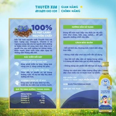 Dầu hạt lanh nguyên chất Thuyền Xưa 65ml - Dầu ăn dặm bé, hỗ trợ tiêu hoá, 85.000₫ 3