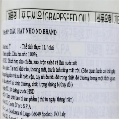 Dầu hạt nho nguyên chất 1L N777 No Brand Costa D’Oro, giá 245.000₫