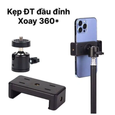 Đầu Kẹp Điện Thoại Le Gân Gây Sefie Cây Tripod Chân Quay Livestream Chụp Ảnh 15k