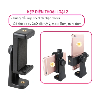 Đầu kẹp điện thoại xoay 360 độ kết nối Tripod livestream, gậy tự sướng 15.000đ