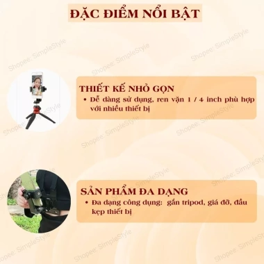 Đầu kẹp gắn điện thoại L3 xoay 360°, vặn đinh ốc, kèm thanh L cho chân tripod – Tiện lợi, 26.000₫