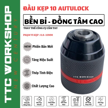Đầu kẹp máy khoan pin 10mm Autolock nhựa ABS bền bì, công suất cao, giá 34.000 VND
