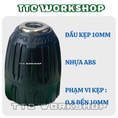 Đầu kẹp máy khoan pin 10mm Autolock nhựa ABS bền bì, công suất cao, giá 34.000 VND 10 Đầu kẹp máy khoan pin 10mm Autolock nhựa ABS bền bì, công suất cao, giá 34.000 VND 10