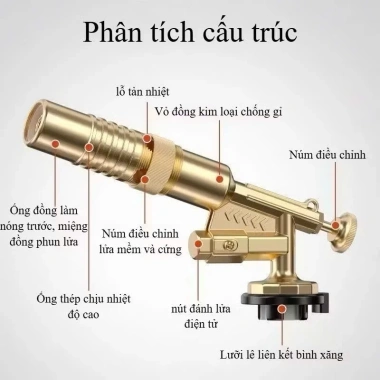 Đầu Khò Gas Mạ Đồng Nguyên Khối Tự Động Đánh Lửa - Khò Mini Giá 55.000 VND Giảm từ 66.550 VND 3