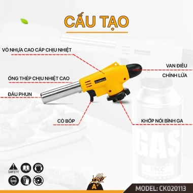 Đầu Khò Gas Mini Cao Cấp Cầm Tay COROLLA Tự Động Đánh Lửa 1.300°C CK20.113 3 Đầu Khò Gas Mini Cao Cấp Cầm Tay COROLLA Tự Động Đánh Lửa 1.300°C CK20.113 3