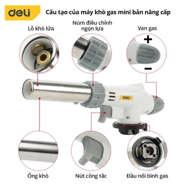 Đầu Khò Gas Mini Deli Tools Cao Cấp – Điều Chỉnh Nhiệt Độ & Tia Lửa, Chỉ 59.000 VND 7