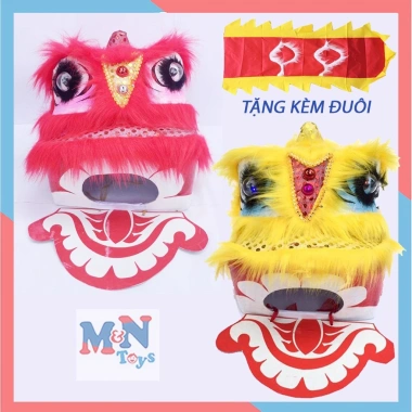 Đầu lân và đầu sư tử giá rẻ đèn LED kèm đuôi, mắt nháy sáng - Đồ chơi trung thu, Tết cho bé 185k