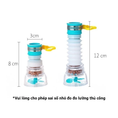 Đầu lọc nước tại vòi chống bắn, xoay 360°, lọc trực tiếp, kéo dài, giá 12.986₫