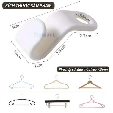 Đầu Móc Nối Mắc Treo Quần Áo Nhựa Trắng - Sắp Xếp Tủ Gọn Gàng Tiện Lợi 3