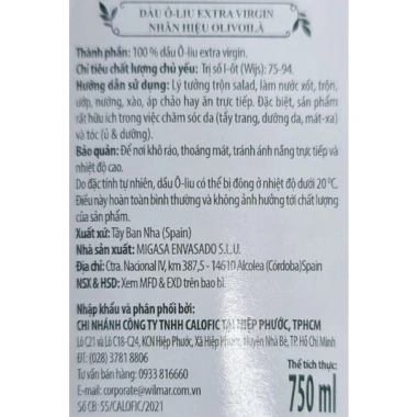 Dầu Oliu Extra Virgin Olivoilà 750ml nhập khẩu Tây Ban Nha - Nguyên chất, chỉ 315.000₫