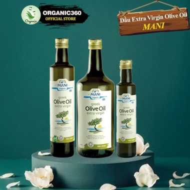 Dầu Olive Ép Lạnh Hữu Cơ MANI Organic Extra Virgin 250ml-500ml-1L - Giá ưu đãi 398.000 VND, giàu chất chống oxy hoá