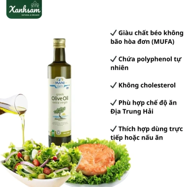 Dầu Olive Hữu Cơ 250ml Mani Hy Lạp – Ép lạnh, giảm giá 332k, 100% tự nhiên, tốt tim 6 Dầu Olive Hữu Cơ 250ml Mani Hy Lạp – Ép lạnh, giảm giá 332k, 100% tự nhiên, tốt tim 6