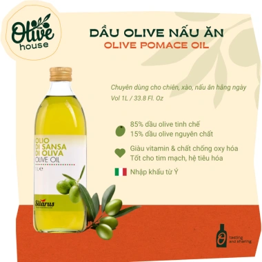 Dầu Olive Pomace 1L Silarus nhập khẩu Ý - Chiên rán, nấu ăn, giảm chất béo, giá chỉ 255.960 VND