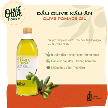 Dầu Olive Pomace 1L Silarus nhập khẩu Ý - Chiên rán, nấu ăn, giảm chất béo, giá chỉ 255.960 VND