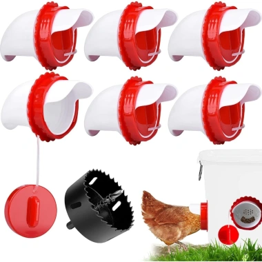 Đầu ống máng ăn đỏ viền trắng thiết kế dây nắp và thanh chống rơi, chống chuột bọ, chịu nhiệt, chỉ 40.000 VND