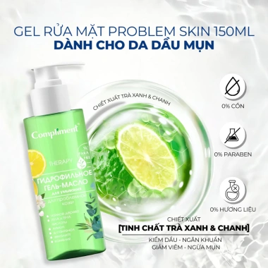 Dầu rửa mặt Compliment No Problem 150ml - Không khô, giảm mụn da dầu nhạy cảm