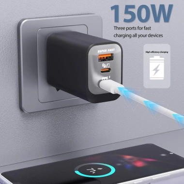 Đầu sạc 150W đa cổng du lịch EU US UK - Siêu nhanh, thông minh, 173.577 VND