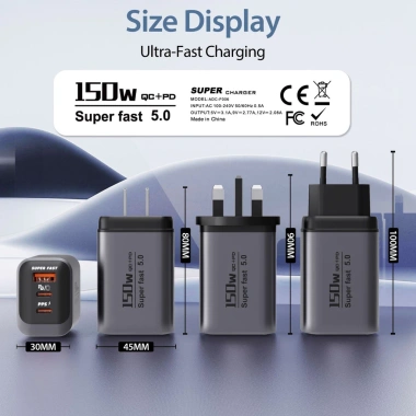 Đầu sạc 150W đa cổng du lịch EU US UK - Siêu nhanh, thông minh, 173.577 VND 6 Đầu sạc 150W đa cổng du lịch EU US UK - Siêu nhanh, thông minh, 173.577 VND 6