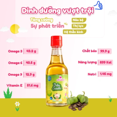 Dầu Sachi ăn dặm Lê Gia nguyên chất - giàu Omega 3-6-9, Vitamin E, hỗ trợ phát triển bé, dinh dưỡng tối ưu - Giá 102.000đ 3 Dầu Sachi ăn dặm Lê Gia nguyên chất - giàu Omega 3-6-9, Vitamin E, hỗ trợ phát triển bé, dinh dưỡng tối ưu - Giá 102.000đ 3