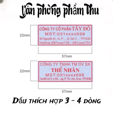 Dấu Shiny S224 KT 22x58mm - Khắc Tên Công Ty, Mã Thuế, Địa Chỉ, 2-5 Dòng, Giá 175k