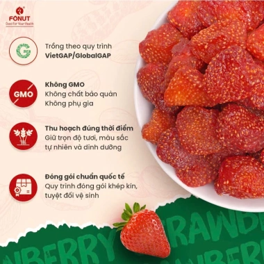 Dâu tây sấy dẻo FONUT 500g Trái cây sấy chua ngọt tự nhiên ăn vặt cho mẹ bầu giảm giá 250k
