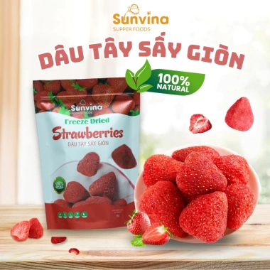 Dâu tây sấy giòn SUNVINA 50g không chất bảo quản, không chiên dầu - Snack DASATA giảm còn 69.000đ