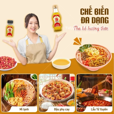 Dầu tê đỏ Tứ Xuyên 400ml - Dầu hoa tiêu đỏ cay, kích thích vị giác, tăng hương vị món ăn - Giá chỉ 25.000 VND 2