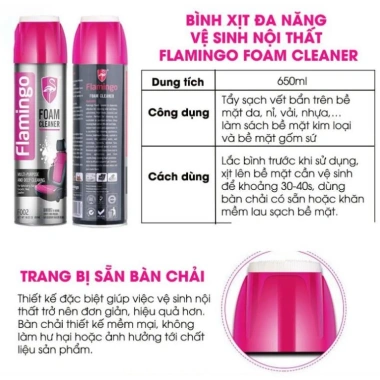 Dầu Vệ Sinh Nội Thất Flamingo 650ml - Chăm Sóc Ghế Da Ô Tô, Sofa, Nỉ, Giày Sneaker - 69k 5
