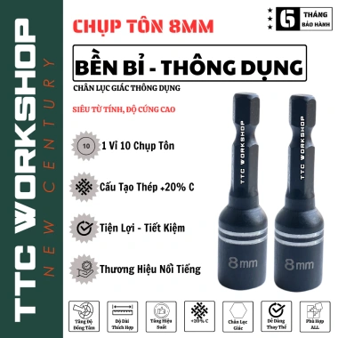 Đầu vít tôn SNZO 8mm nam châm chống trượt, chống ăn mòn, chuôi lục giác - 42.000đ