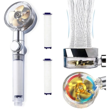 Đầu vòi hoa sen tăng áp cánh quạt không chiết áp, tia nước xoáy tháp + lõi lọc – 55.000đ
