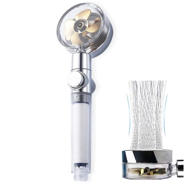 Đầu vòi hoa sen tăng áp cánh quạt không chiết áp, tia nước xoáy tháp + lõi lọc – 55.000đ