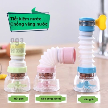 Đầu vòi lọc nước tăng áp 360 độ bắn tung toé - Kéo dài vòi rửa chén, tăng áp lực nước 10.300 VND