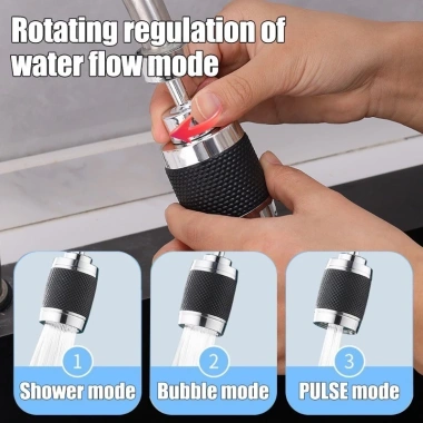 Đầu vòi nước bồn rửa chén đa chức năng màu đen - 3 chế độ phun, lọc nước, chỉ 28.000₫ 4