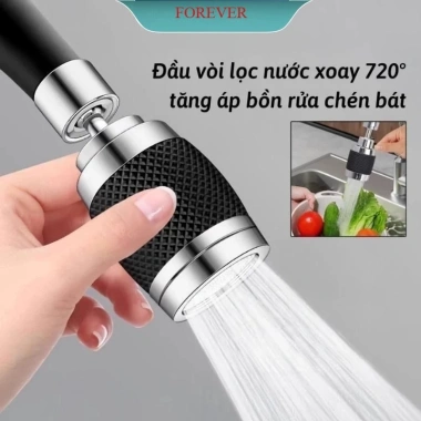 Đầu Vòi Rửa Bát Tăng Áp 3 Chế Độ Phun Xoay 360 độ và Lõi Lọc Tiện Lợi Giá 39.000₫