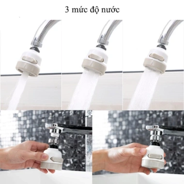 Đầu vòi rửa bát xoay 360° - 3 chế độ, tăng áp lực nước, phù hợp bồn rửa chén, chỉ 36.000₫