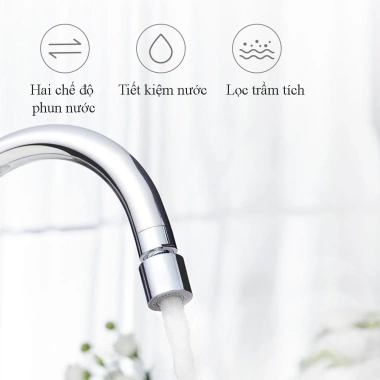Đầu vòi rửa chén tăng áp 360 độ xoay, chống bắn, 2 chế độ phun - tặng ren 6 món, 89.000₫
