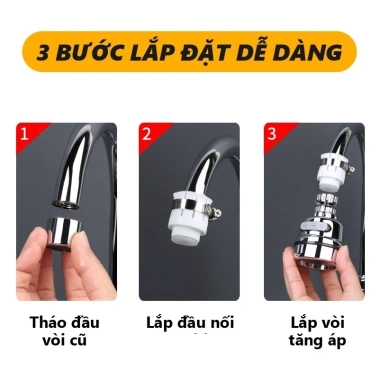 Đầu vòi tăng áp inox xoay 360 độ, đa chế độ, tiết kiệm nước, chỉ 21.000 VND