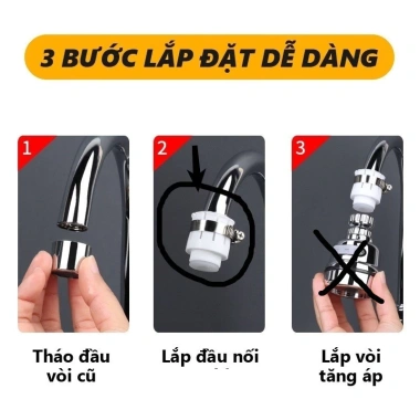 Đầu vòi tăng áp inox xoay 360 độ – Nhiều chế độ, tiết kiệm nước, giá sỉ 16.000đ 5