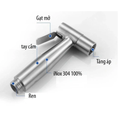 Đầu vòi xịt INOX 304 ren 21 - Dây xịt đa năng, bền bỉ, giá chỉ 9.999 VND