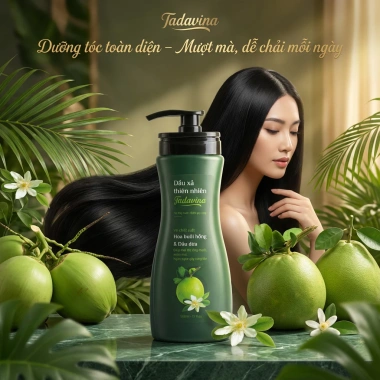 Dầu xả thiên nhiên Tadavina 500ml - Chiết xuất hoa bưởi hồng & dầu dừa, tóc óng mượt, mềm mại, ngừa gãy rụng - 285k