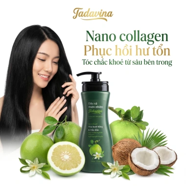 Dầu xả thiên nhiên Tadavina 500ml - Chiết xuất hoa bưởi hồng & dầu dừa, tóc óng mượt, mềm mại, ngừa gãy rụng - 285k