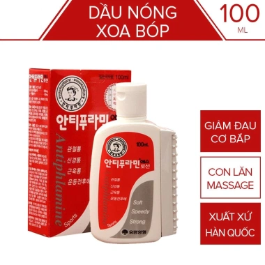 Dầu Xoa Bóp Hàn Quốc Chai Đỏ - Dầu Gió Nóng Xương Khớp, Con Lăn Massage, Giá 80.000đ