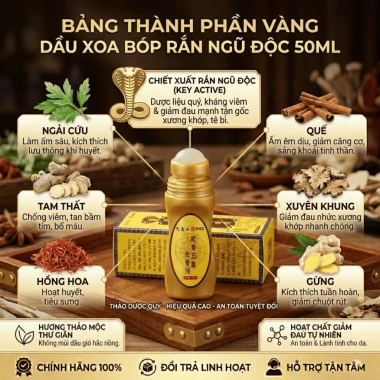 Dầu Xoa Bóp Xương Khớp Rắn Ngũ Độc 50ml - Giảm Đau Nhức, Làm Dịu Cơn Đau, Giá 55.250đ 4